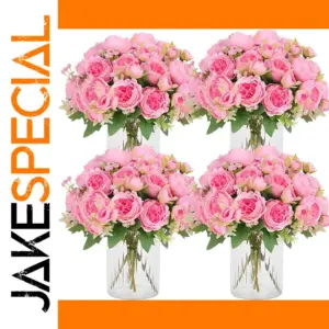 Set of 8 Artificial Pink Peony Bouquets