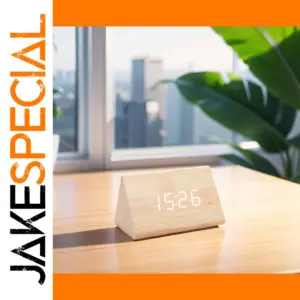 Modern Wooden Digital Alarm Clock with Temperature