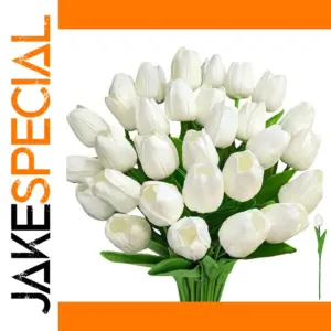 Artificial White Tulips for Decor Set of 20