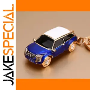 Miniature Blue Car Keychain with Rhinestones