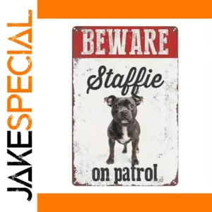 Vintage Staffordshire Bull Terrier Warning Sign