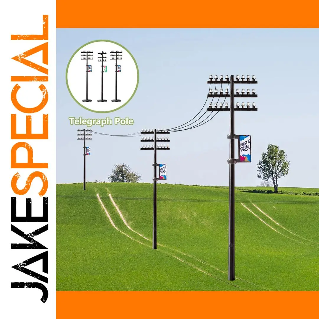 Miniature Electric Utility Poles Set for Dioramas 1 Miniature Electric Utility Poles Set for Dioramas