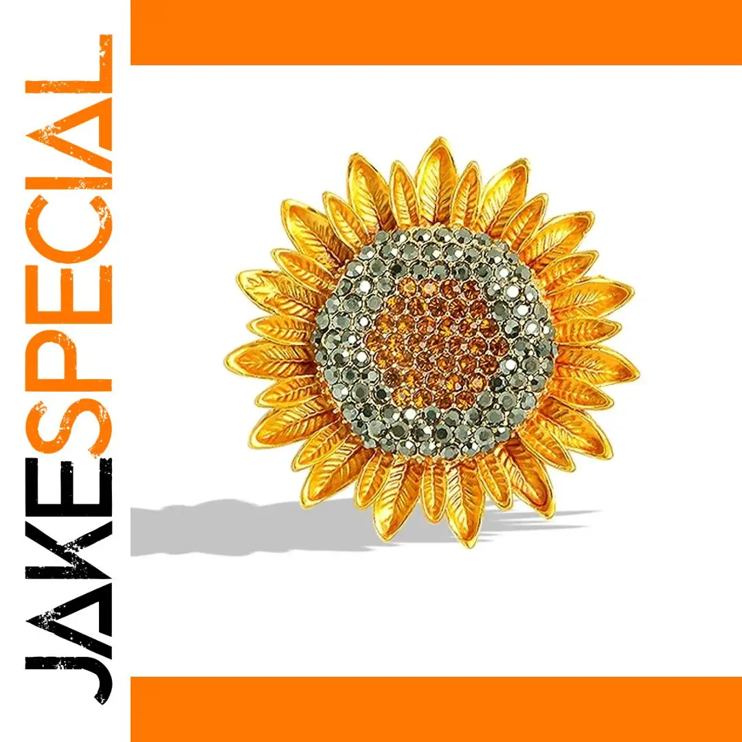 Vivid Sunflower Brooch with Rhinestones 1 Vivid Sunflower Brooch with Rhinestones
