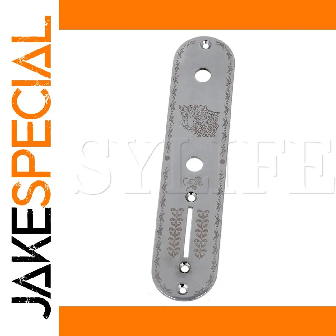 Chrome Electric Guitar Control Plate with Panther Design 1 Chrome Electric Guitar Control Plate with Panther Design