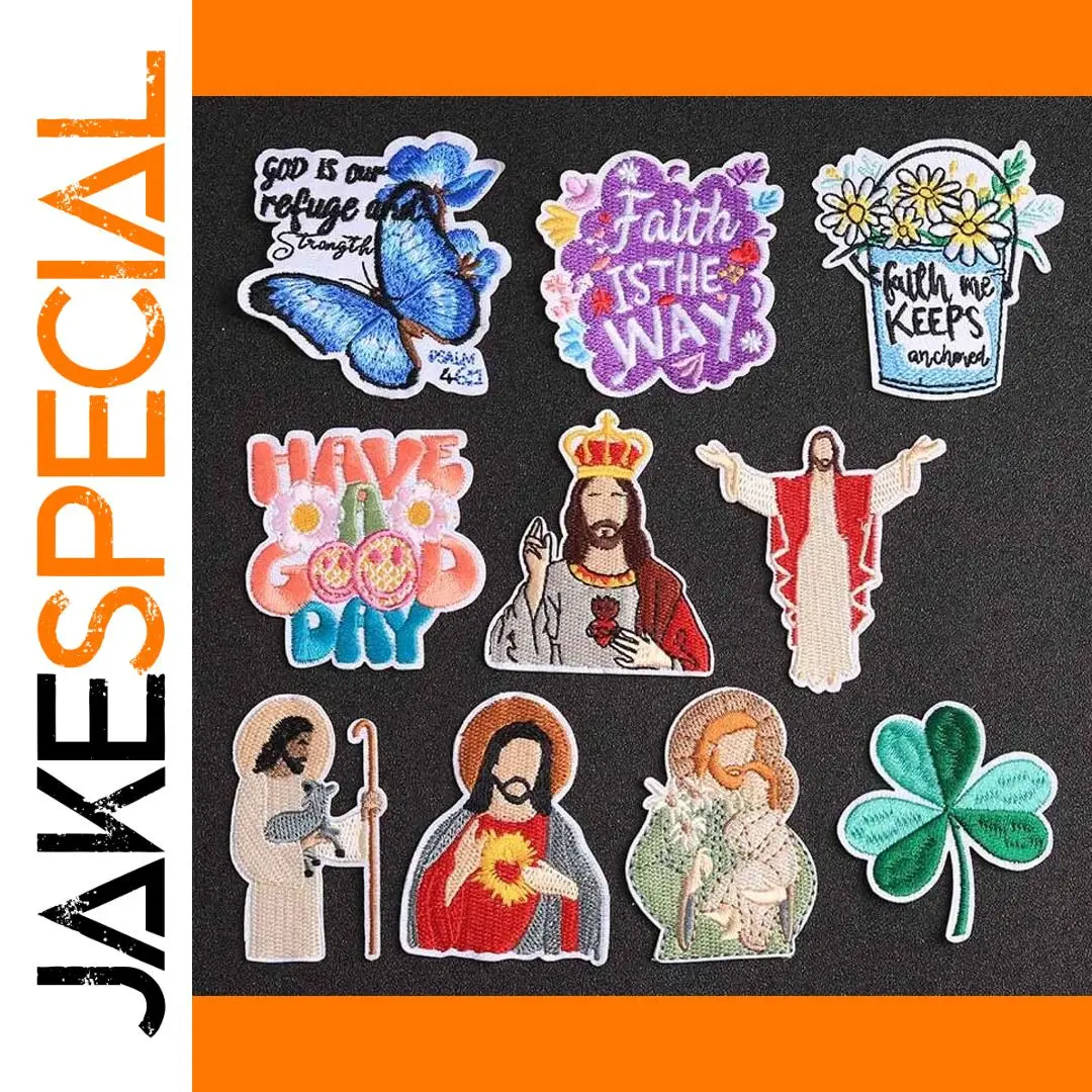 Flowers Christian Jesus Embroidered Iron-On Patch 1 Flowers Christian Jesus Embroidered Iron-On Patch