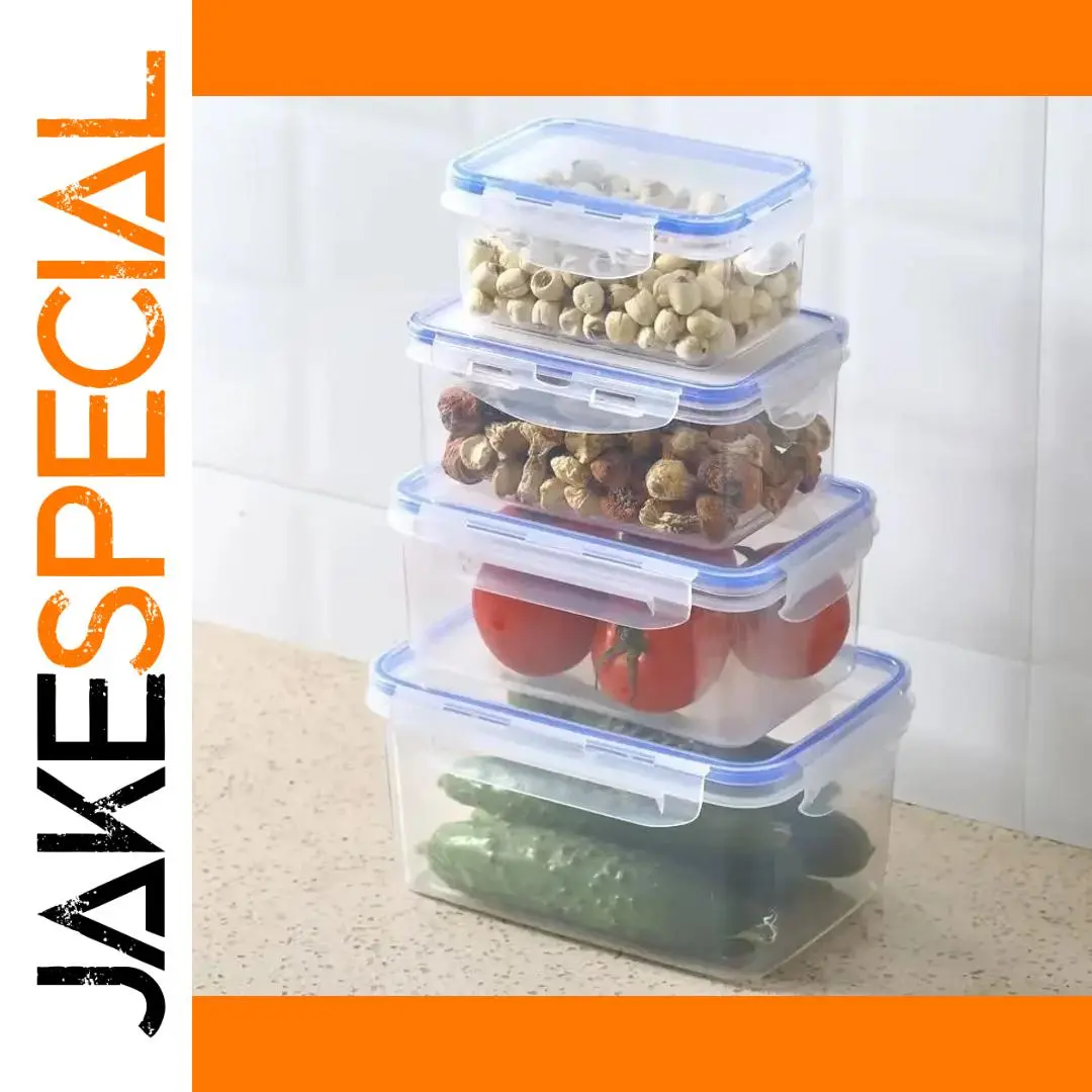 Rectangular Plastic Storage Set with Airtight Lids 1 Rectangular Plastic Storage Set with Airtight Lids