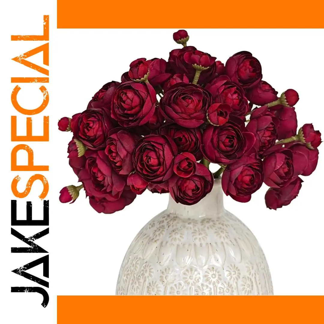 Wine Silk Ranunculus Flower Set - 18 Pcs 1 Wine Silk Ranunculus Flower Set - 18 Pcs