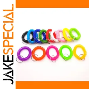 Colorful Spiral Plastic Wrist Coil Keychain Set of 10