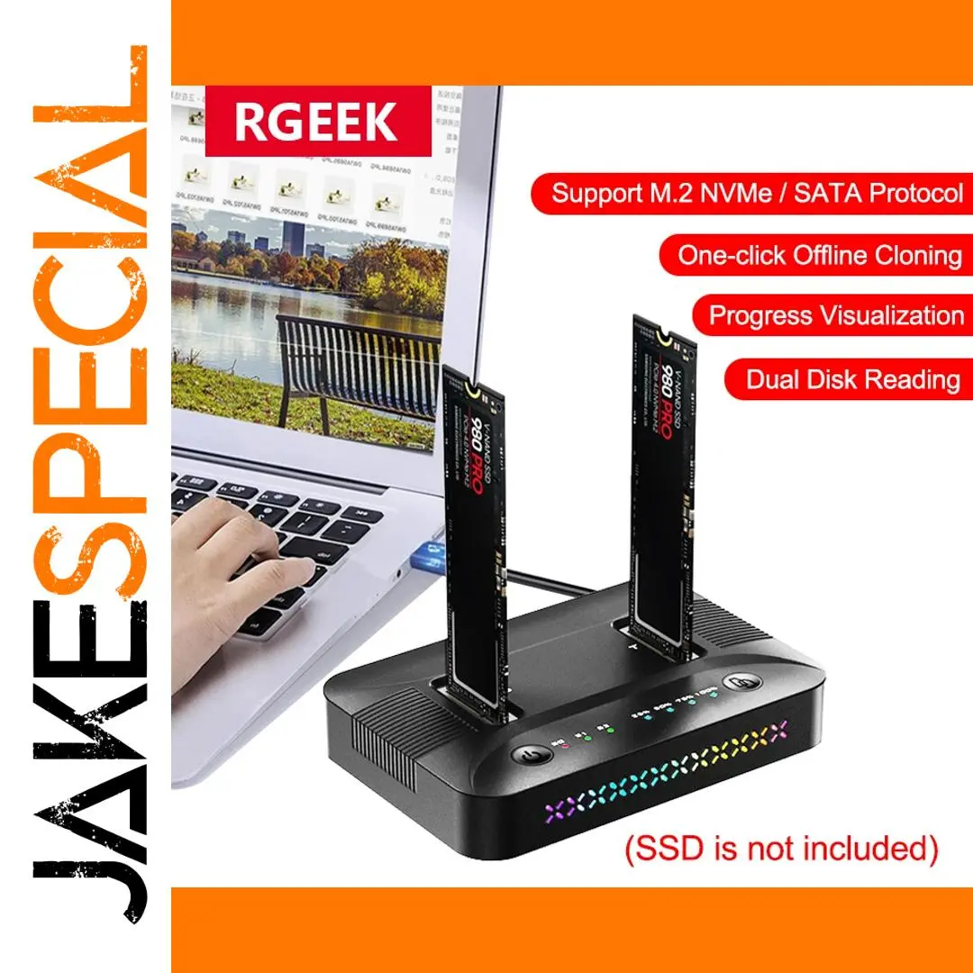 Dual-Bay M.2 RGB SSD Docking Station 1 Dual-Bay M.2 RGB SSD Docking Station