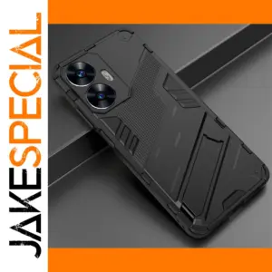 Rugged Black Realme C55 Case with Kickstand