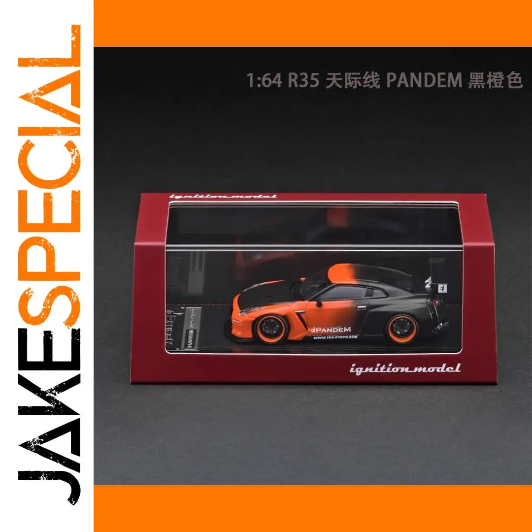 Black and Orange Nissan Skyline R35 Diecast Model 1 Black and Orange Nissan Skyline R35 Diecast Model