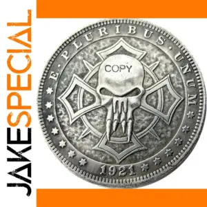 Patriotic Silver Skull Coin with Vintage Details