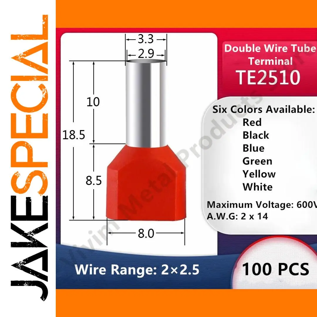 TE2510 Double Wire Crimp Terminal Set, 100 pcs 1 TE2510 Double Wire Crimp Terminal Set, 100 pcs