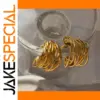 Gold Copper Geometric Hoop Earrings 22598