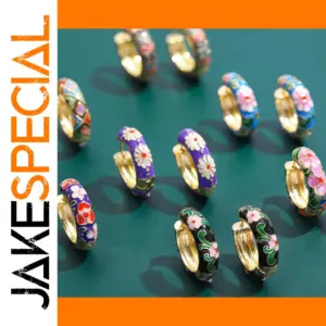 Vibrant Floral Hoop Earrings Model 211659