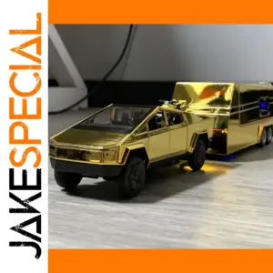 Gold Off-Road Pickup Truck Model with Trailer