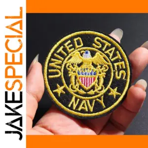 Gold Circular Embroidered Badge with Eagle Design