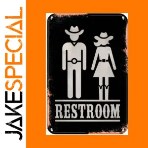 Vintage Western Restroom Sign with Silhouettes