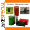 Miniature Resin Oil Drum and Postbox Set