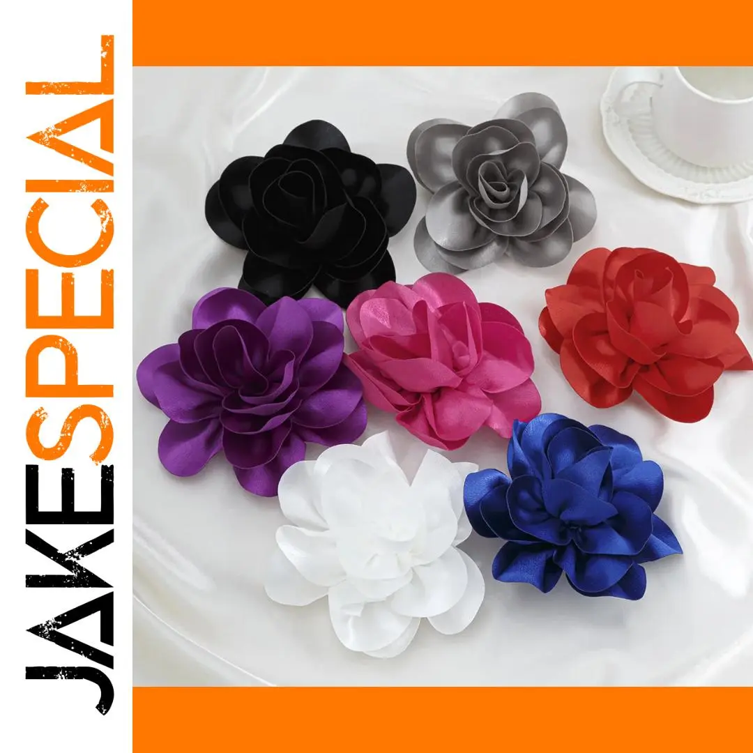 Vintage Fabric Flower Pin with Layered Satin Flowers 1 Vintage Fabric Flower Pin with Layered Satin Flowers