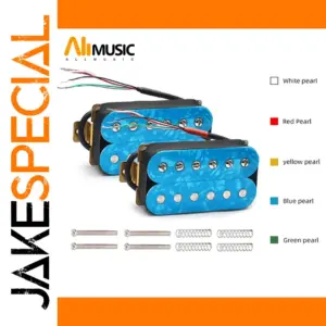 Blue Adjustable Humbucker Pickups Set for 6-String Guitars
