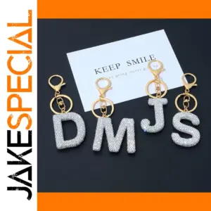 Sparkling Rhinestone Letter Keychain for Bags