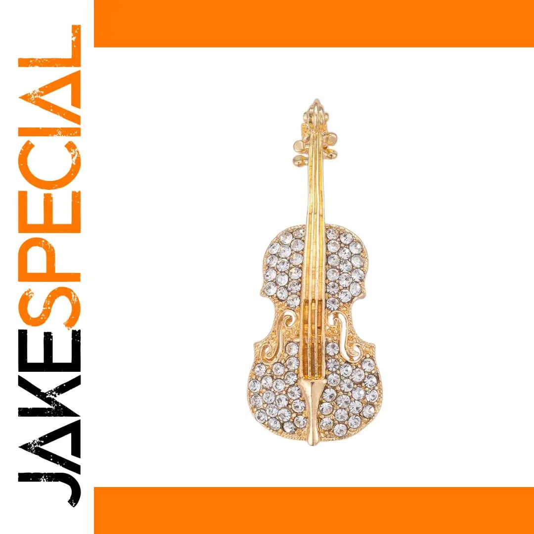 Elegant Violin Brooch in Gold and Silver 1 Elegant Violin Brooch in Gold and Silver