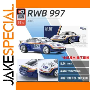 Blue Porsche RWB 997 Diecast Model, 1:64 Scale