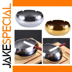 Stainless Steel Round-Oval Ashtray in Silver or Gold