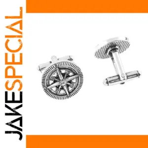 Compass Design Alloy Cufflinks with Silver Finish