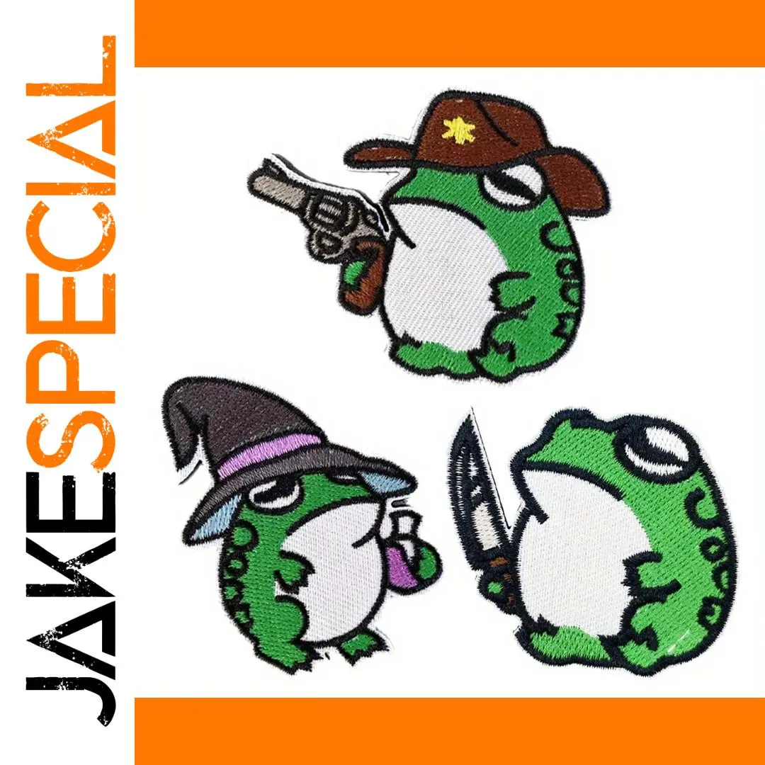 Creative Cartoon Frog Patch with Hook-and-Loop 1 Creative Cartoon Frog Patch with Hook-and-Loop