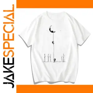 Moon Art Minimalist Cotton T-Shirt for Adults