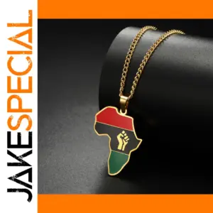 African Map Fist Pendant Necklace in Stainless Steel