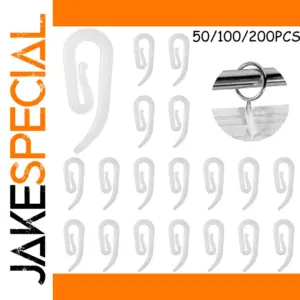 White Plastic Curtain Hooks Set (50/100/200)