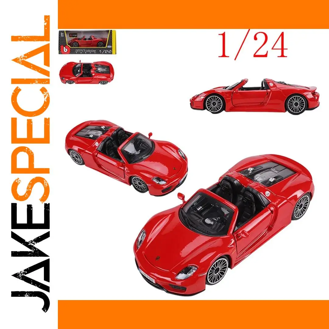 Vibrant Red Porsche 918 Spyder Diecast Model 1 Vibrant Red Porsche 918 Spyder Diecast Model