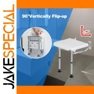 Wall-Mounted Folding Shower Bench with Support