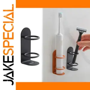 Wall-Mounted Toothbrush Holder in Black, White, Orange