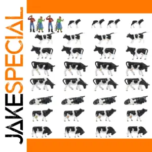 Farm Scene HO Scale Model Set with Cows and Figures