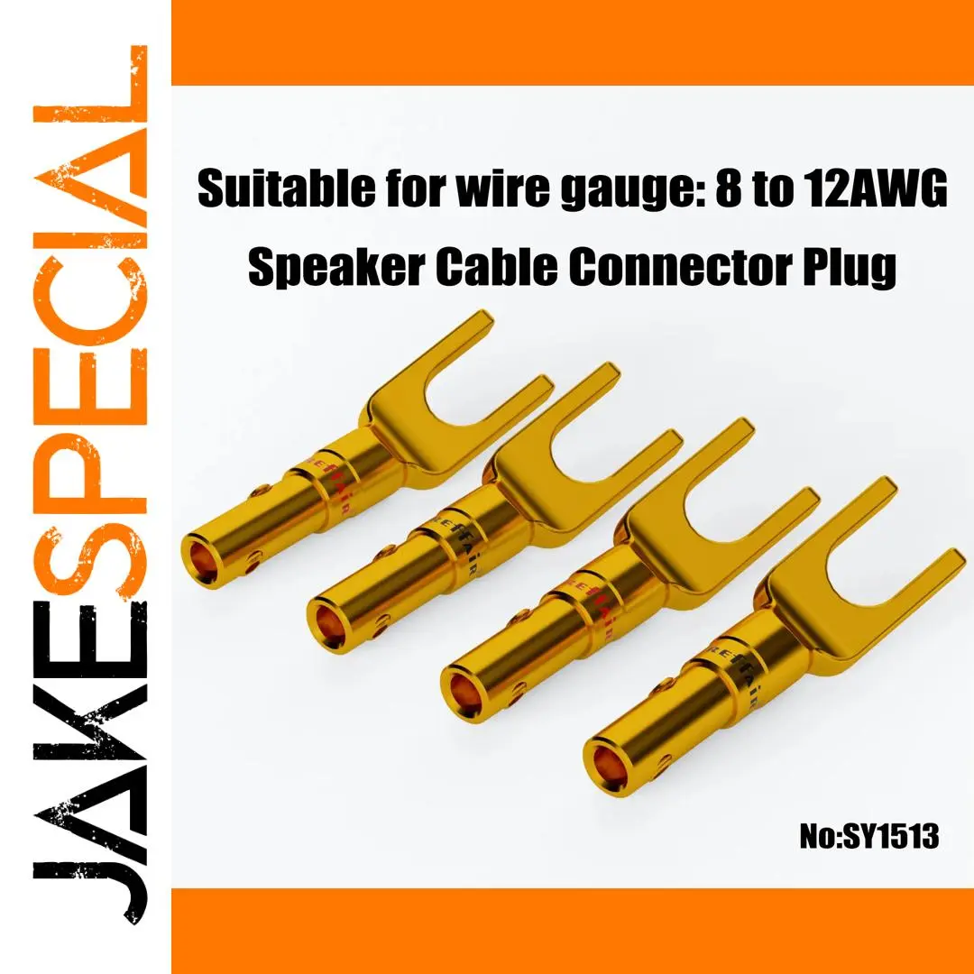 Gold-Plated Speaker Spade Connectors Set of 4 or 8 1 Gold-Plated Speaker Spade Connectors Set of 4 or 8