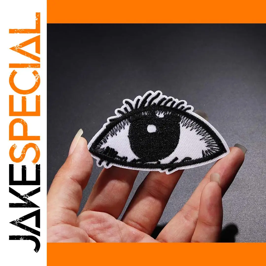 Punk Black and White 3D Eye Iron-On Patch 1 Punk Black and White 3D Eye Iron-On Patch