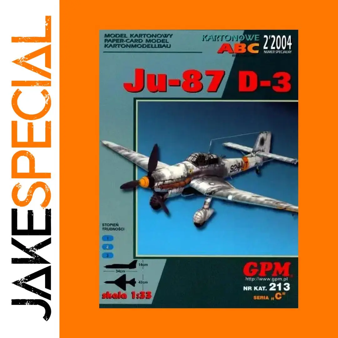 Ju-87 D-3 Paper Model Kit 1/33 Scale 1 Ju-87 D-3 Paper Model Kit 1/33 Scale