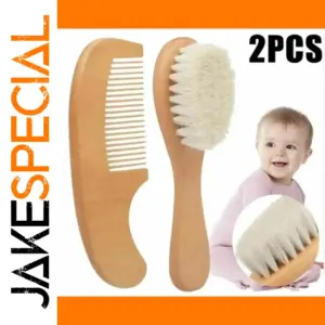 Natural Baby Grooming Set with Wooden Comb & Wool Brush