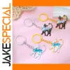 Colorful Enamel Cat Keychain in Gold or Silver