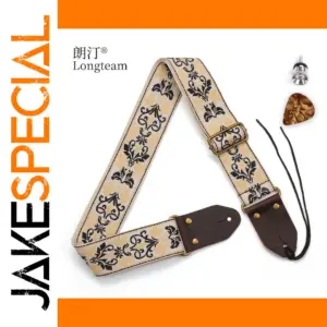 Elegant Embroidered Guitar Strap for Electric & Bass