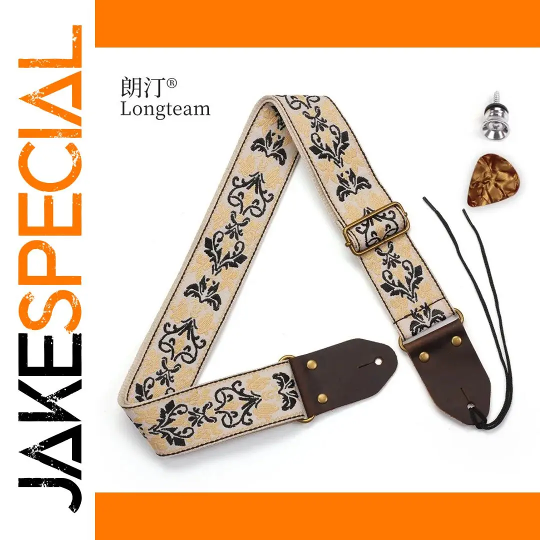 Elegant Embroidered Guitar Strap for Electric & Bass 1 Elegant Embroidered Guitar Strap for Electric & Bass