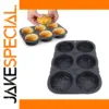 Black Silicone Hamburger Bun Mold with 6 Cavities