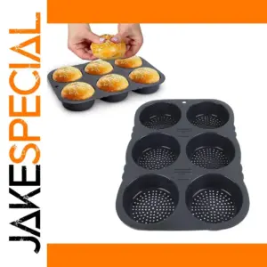 Black Silicone Hamburger Bun Mold with 6 Cavities