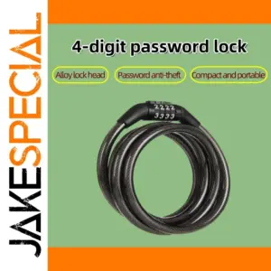 Black 4-Digit Combination Bicycle Lock with 1m Cable