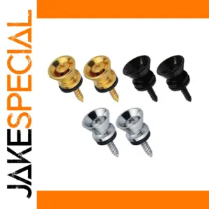Metal Guitar Strap Buttons Set in Gold, Silver, Black