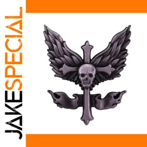 Gothic Skeleton Wings Metal Badge